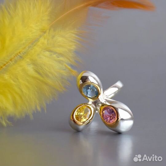 Кольцо, р. 18, натуральный цирконий