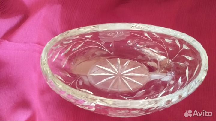 Хрустальная ваза ладья ГДР