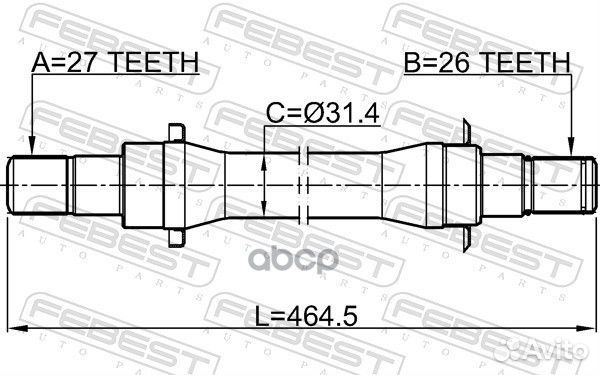 Полуось правая 27x464x26 2212-SP4wdmt Febest