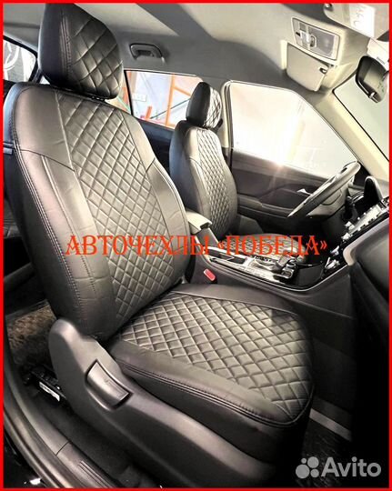 Чехлы Hyundai Creta 2 из экокожи чёрные Ромб