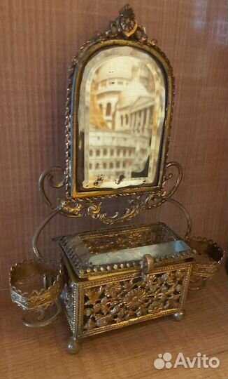 Старинная шкатулка-трюмо/фацетное стекло