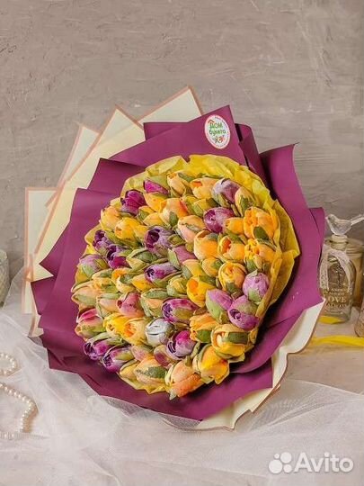 Зефирные тюльпаны. Сладкие букеты из зефира