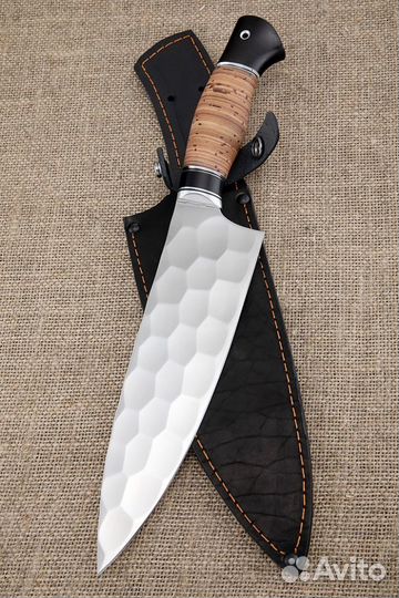 Поварской нож № 13 сталь 95Х18 камень, береста