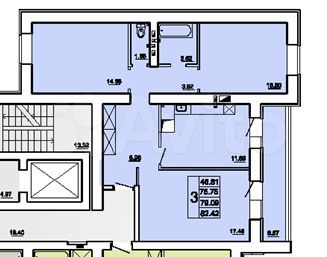3-к. квартира, 82,4 м², 1/10 эт.