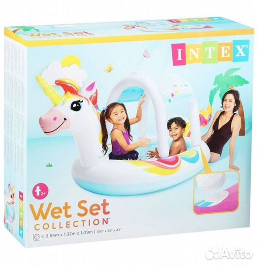 Бассейн со съёмным навесом и фонтаном 