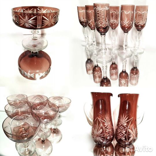 Посуда цветное стекло, хрусталь