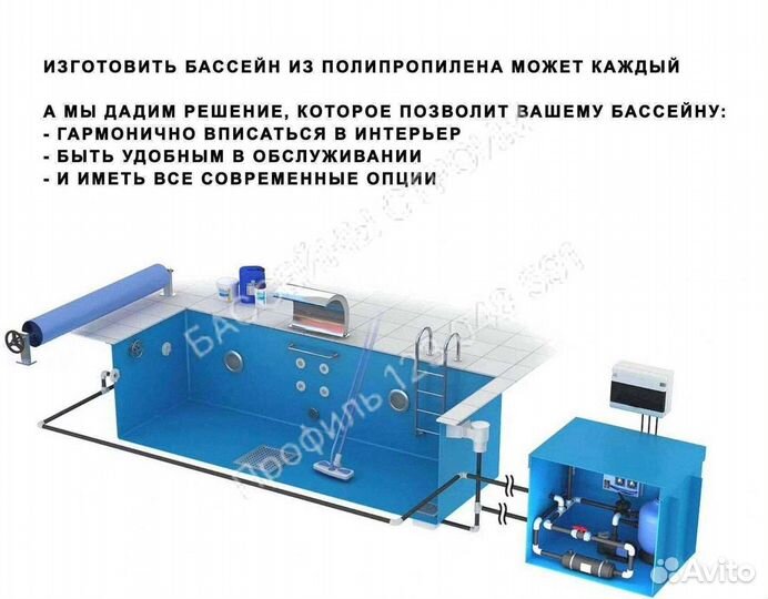 Бассейн из полипропилена 7х3