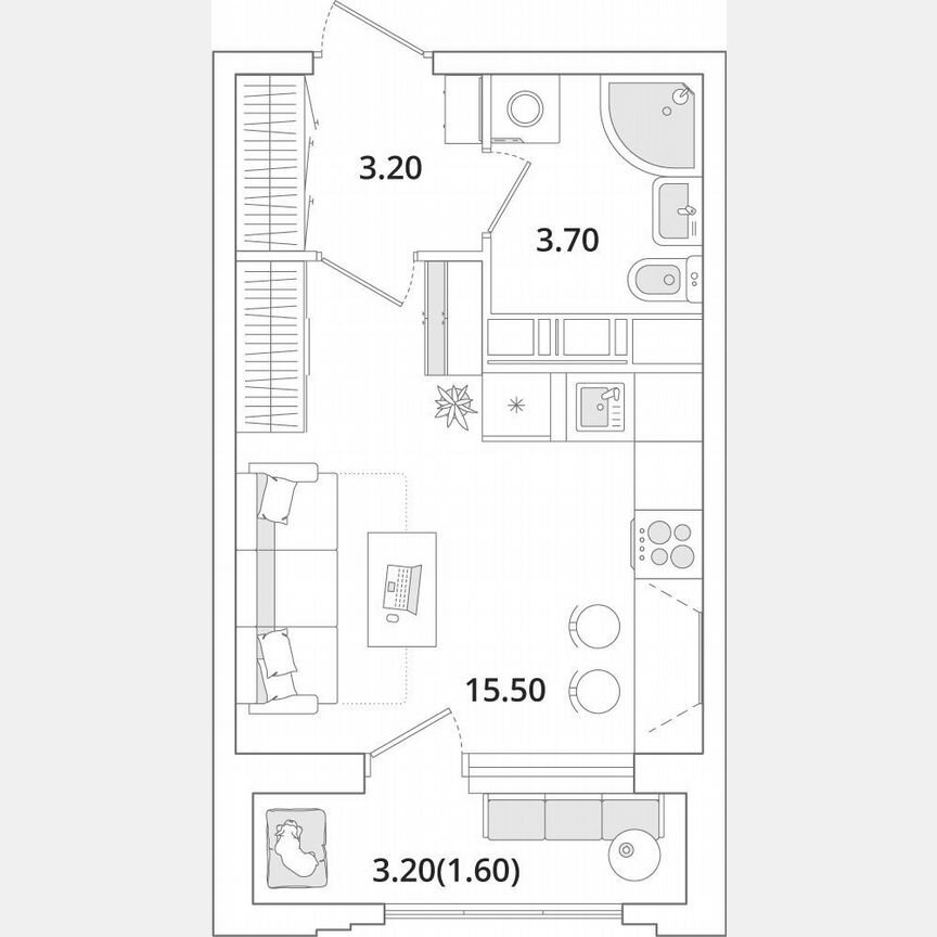 Квартира-студия, 24 м², 13/13 эт.