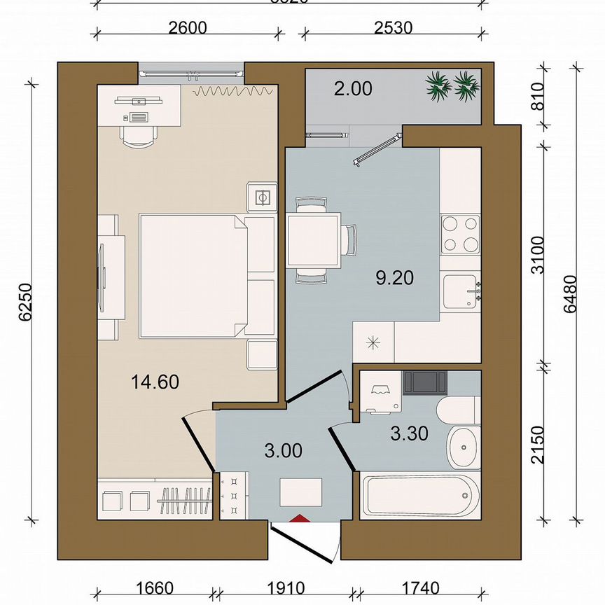 1-к. квартира, 31,3 м², 6/8 эт.