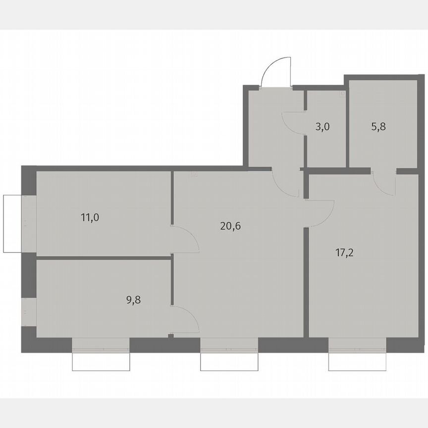 3-к. квартира, 71,6 м², 2/13 эт.