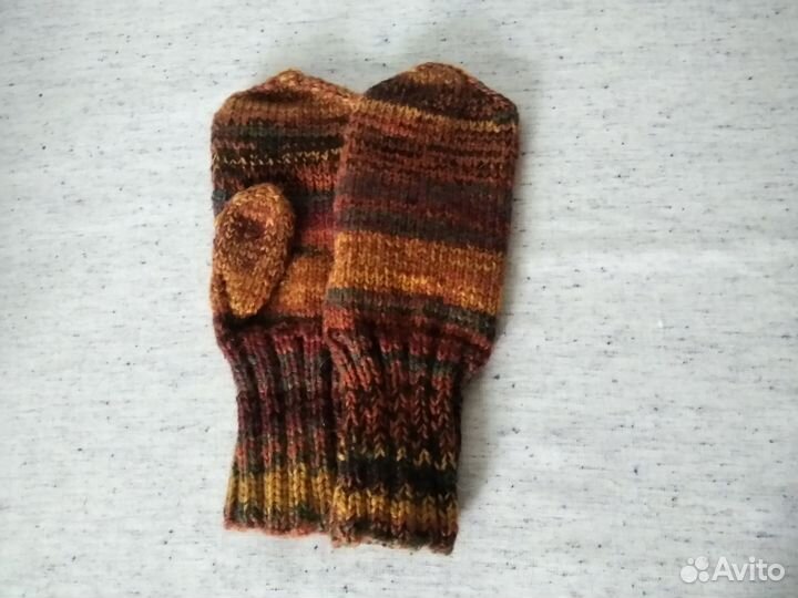Варежки теплые из шерсти, вязаные
