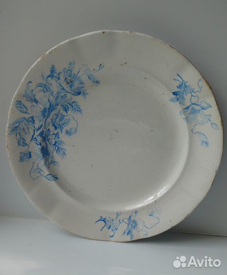 Тарелка голубые цветы