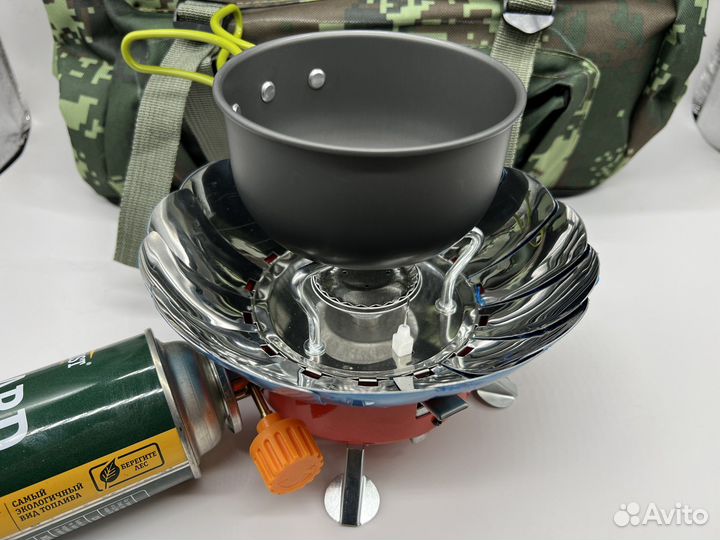 Плитка портативная походная газовая ветрозащитная