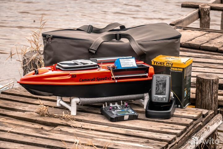 Кораблик для рыбалки:автопилот,эхолот640,25А,сумки