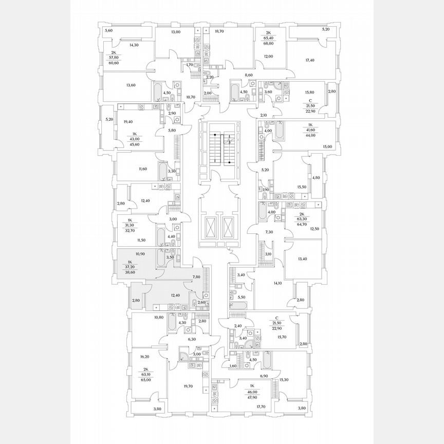 1-к. квартира, 38,6 м², 6/13 эт.