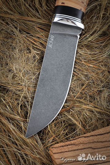 Кованый нож Егерь К340 береста черный граб