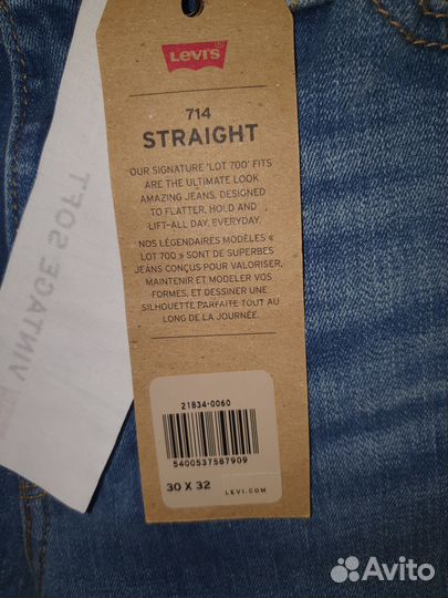 Новые джинсы Levi's 714 Straight оригинал