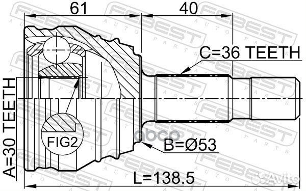 Шрус наружный 30x53x36 (volkswagen golf V (1K1)