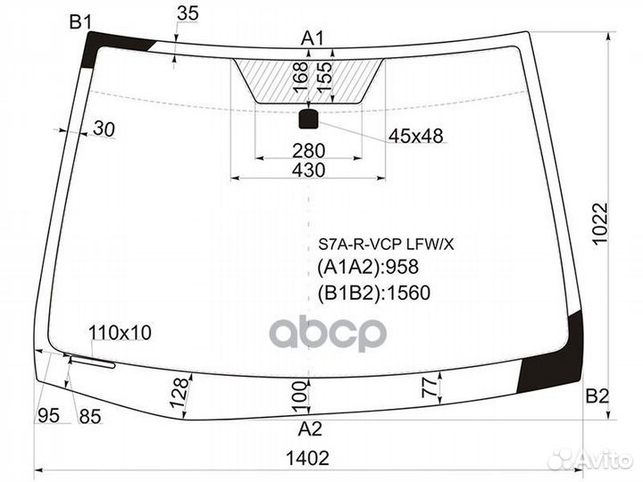 Стекло лобовое honda stream 00-06 S7A-R-VCP LFW