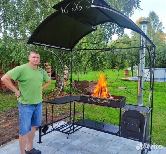 Мангал с крышей для дачи, дома