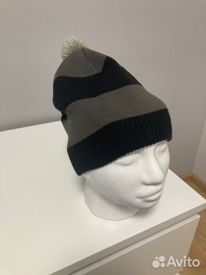 Шапка полосатая с помпоном