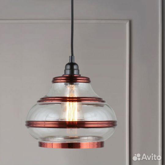 Люстра подвесная металл и стекло в прихожую лофт