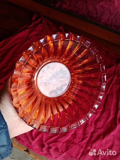 Конфетница советская из карамельного стекла