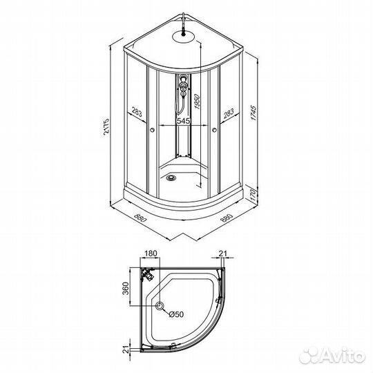 Душевая кабина 88*88