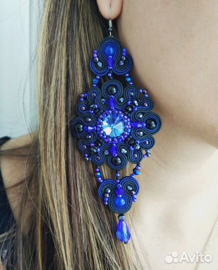 Серьги синие вечерние