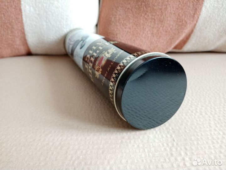 Коробка тубус жестяной от коньяка чёрный аист