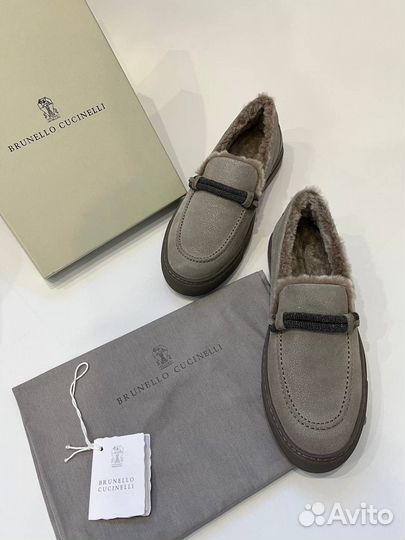 Лоферы женские с мехом Brunello Cucinelli