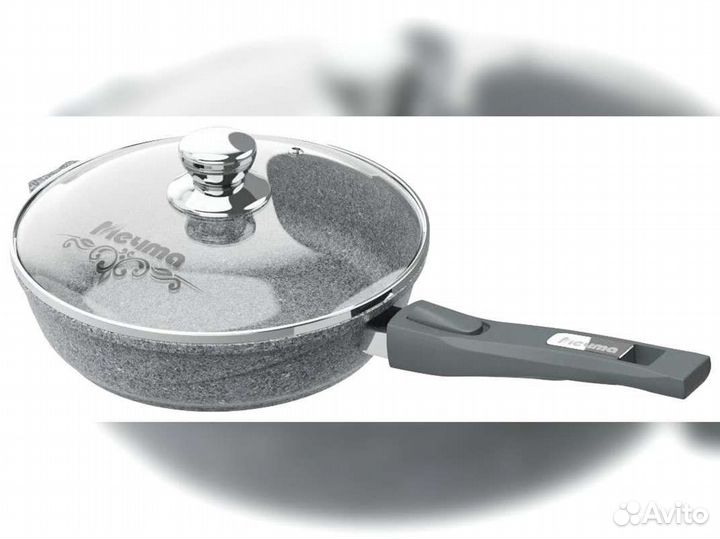 Сковорода d30 съемн ручка с крышкой Premium grey