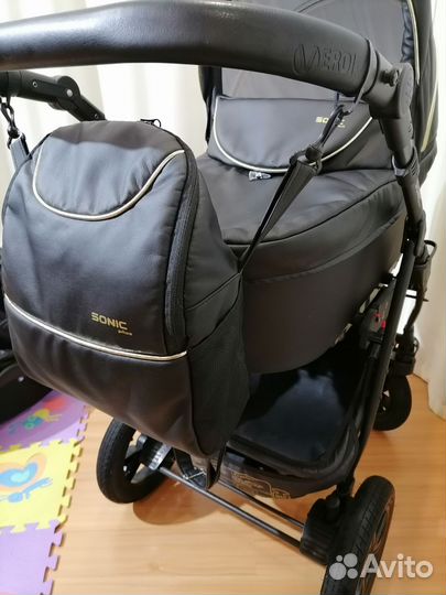 Коляска 3 в 1 Verdi Sonic plus/чёрная эко кожа