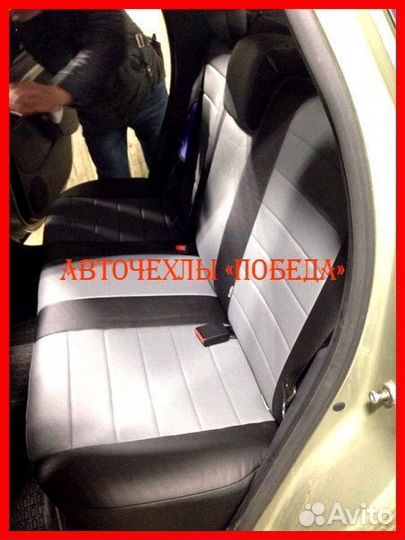 Чехлы Renault Duster 1 из экокожи чёрно-серые