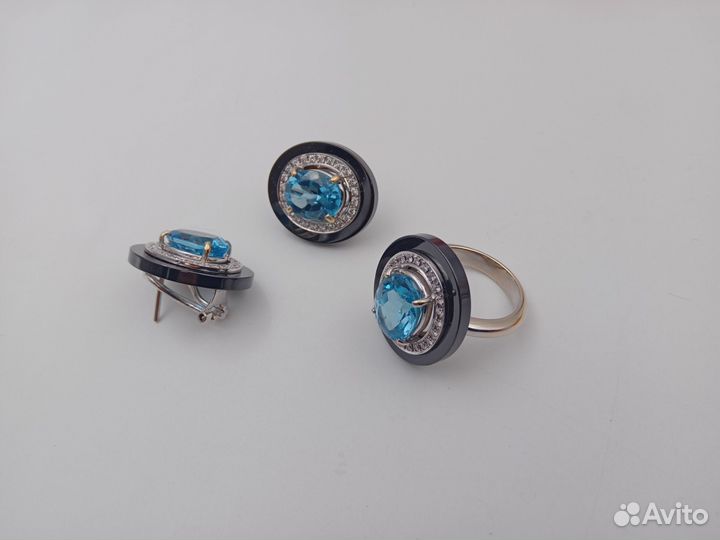 Стильный крупный комплект, золото 750, Италия