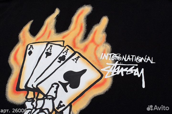 Худи Stussy flame cards Черное