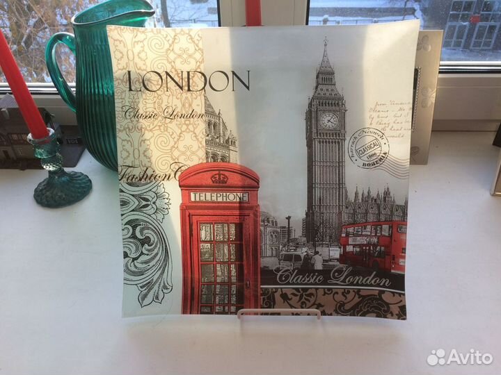 Декоративная тарелка london стекло
