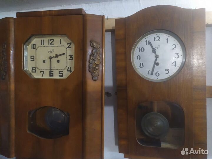 СССР часы настенные очз Янтарь с боем и без