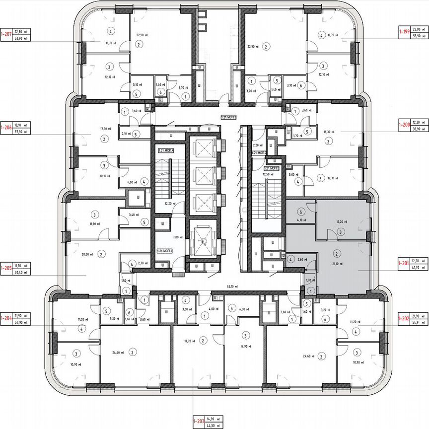 1-к. квартира, 41,1 м², 22/53 эт.