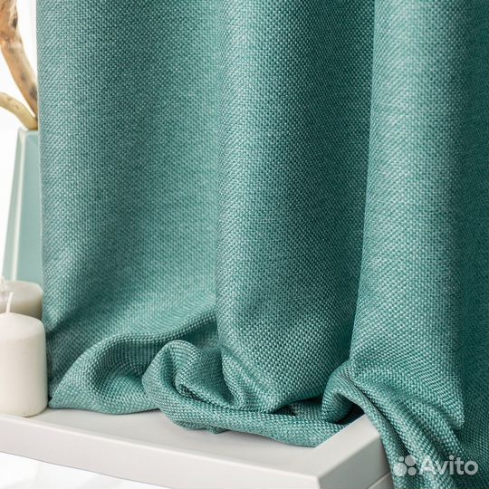Шторы рогожка Орфей Бирюза