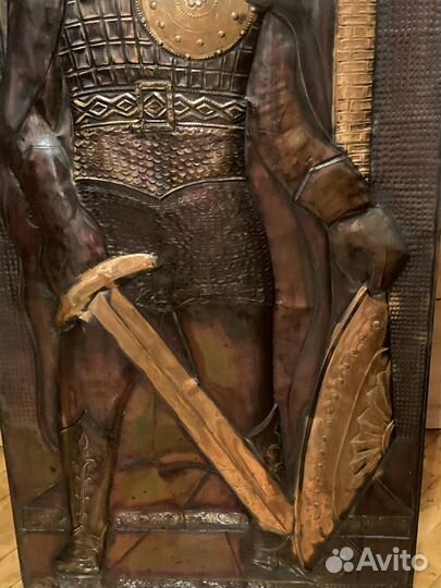 Картина из меди. чеканка. «Русский богатырь«