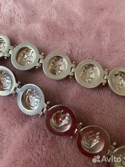Серебряный комплект винтаж ожерелье-чокер, браслет
