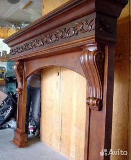 Деревянный каминный портал