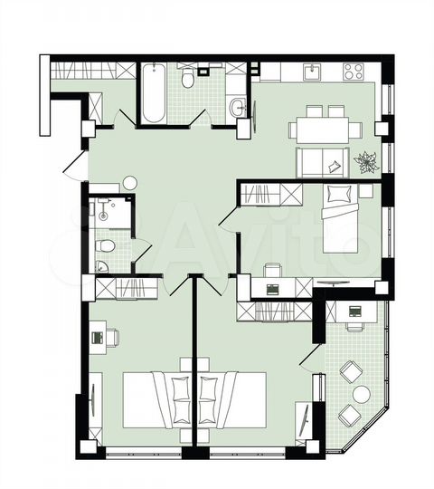 3-к. квартира, 89,5 м², 15/18 эт.