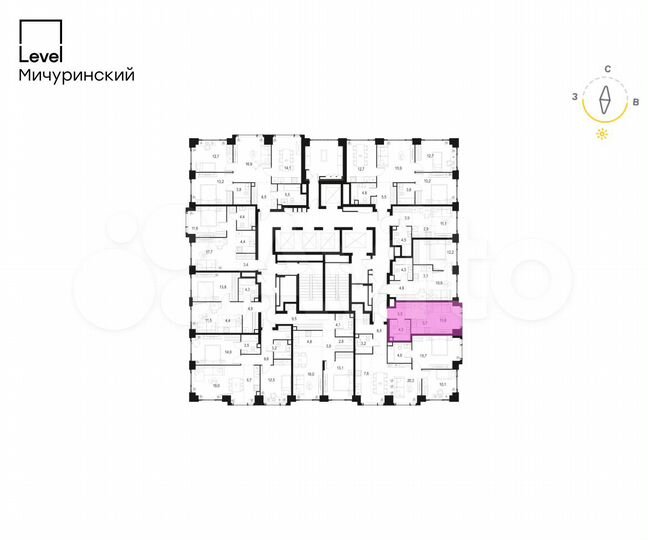 Квартира-студия, 22,9 м², 6/54 эт.