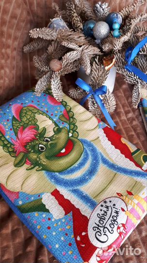 Вафельное полотенце с символом года 2024 Дракон