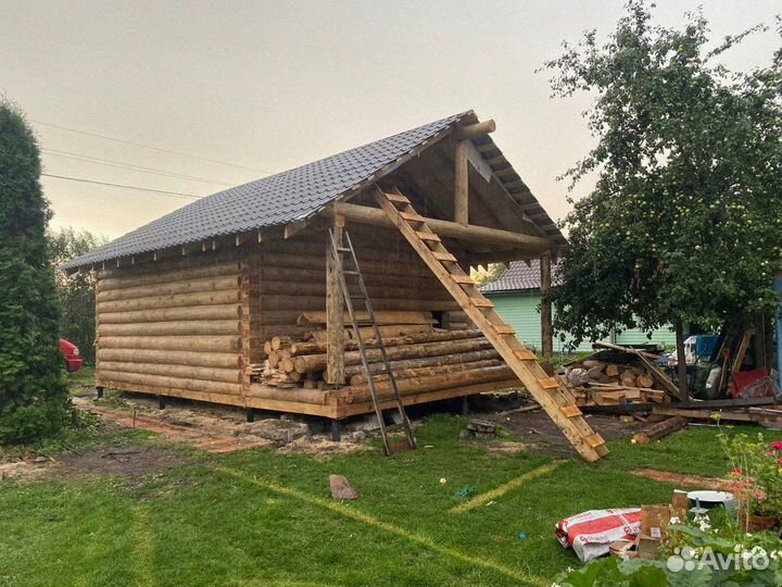 Сруб бани из бревна ручной рубки не бруса 6x5