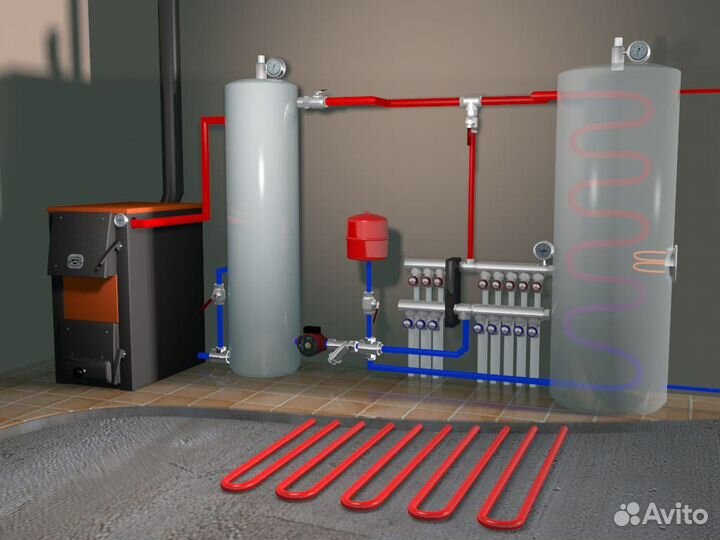 Отопление, Водопровод Монтаж и ремонт пеллетных ко