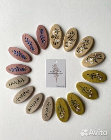 Детские заколки с вышивкой новые