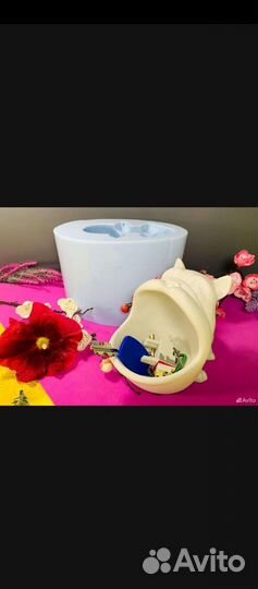 Силиконовая фoрма молд Кашпо Органайзер Бульдог